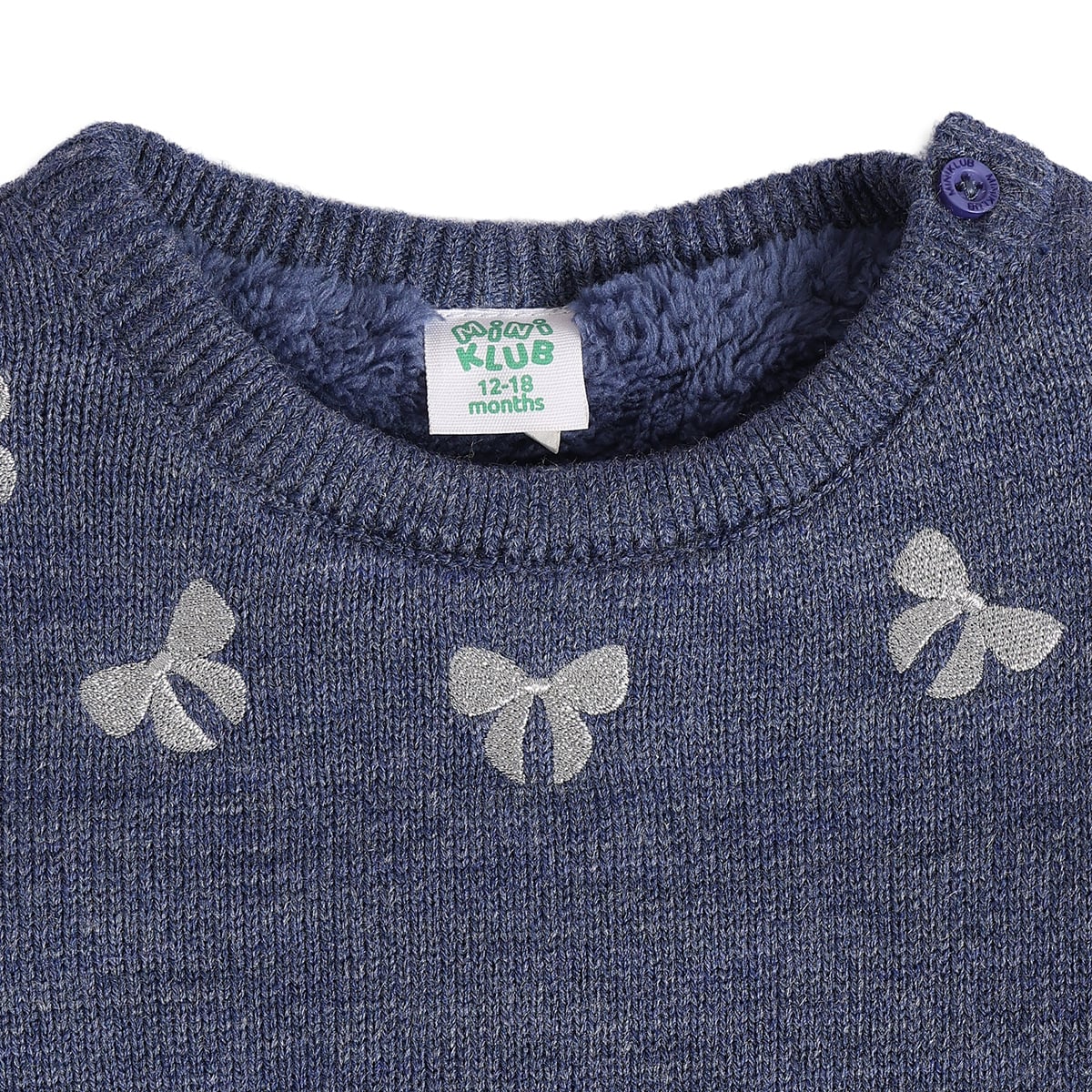 Baby Girls Blue Knitted Sweater Regular Fit Winter Wear