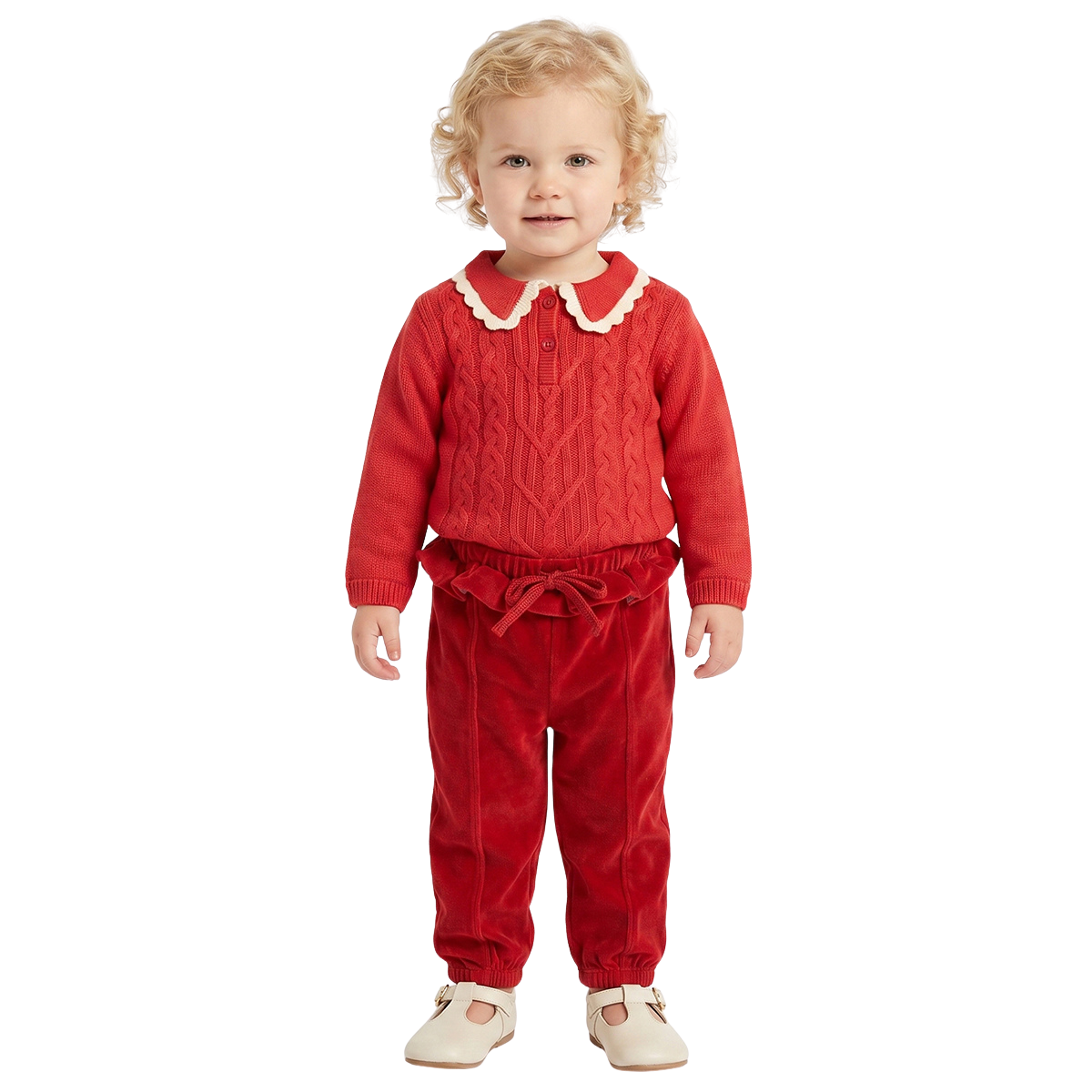 Baby Girls Coral Cable Knit Sweater Regular Fit