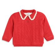 Baby Girls Coral Cable Knit Sweater Regular Fit