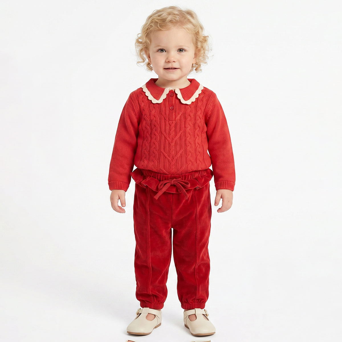 Baby Girls Coral Cable Knit Sweater Regular Fit