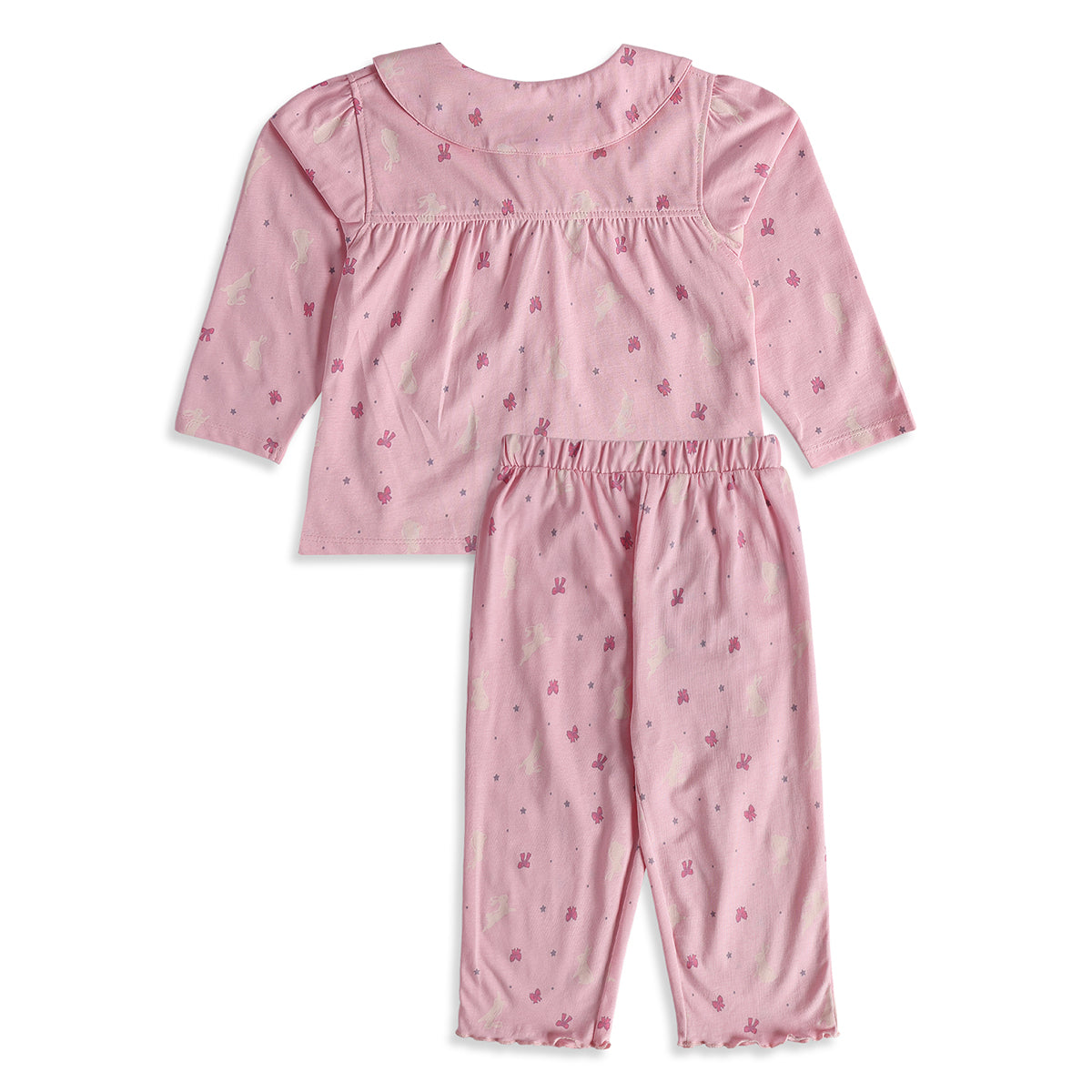 Baby Girls Pink Knit Night Suit Regular Fit Sleepwear