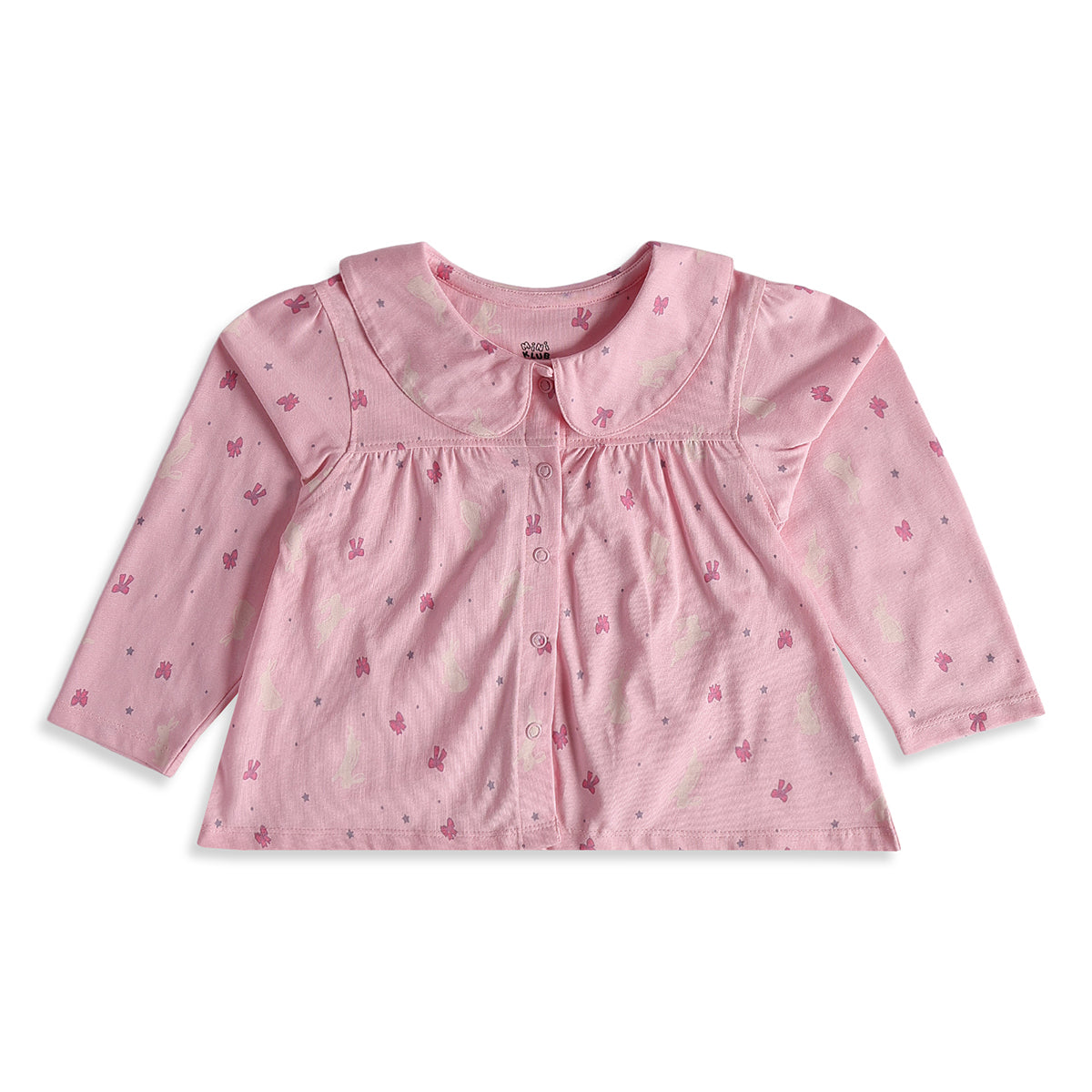 Baby Girls Pink Knit Night Suit Regular Fit Sleepwear