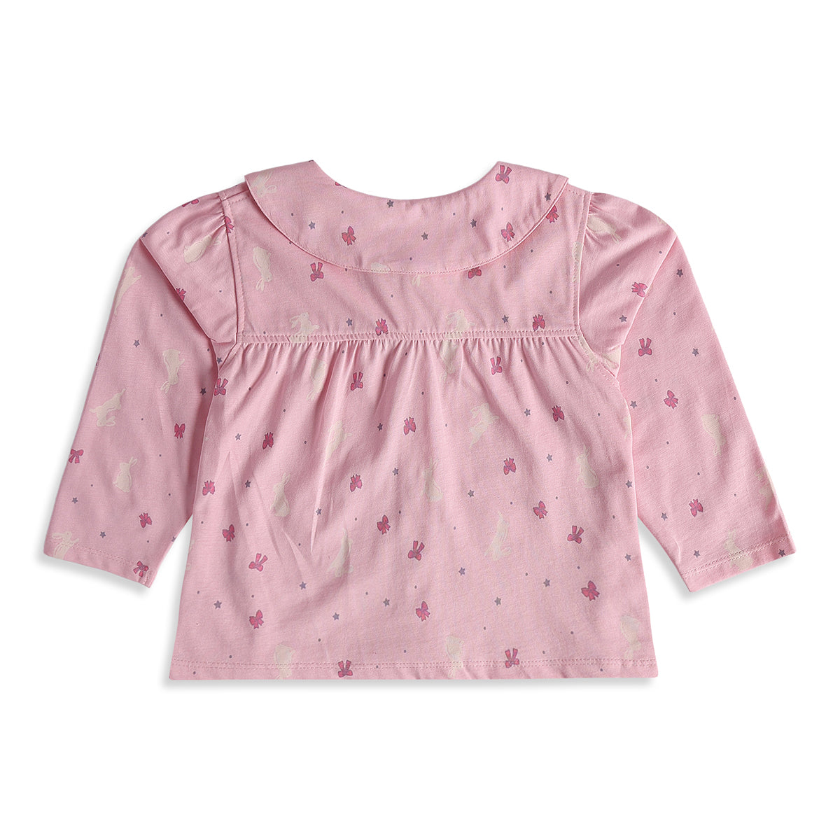 Baby Girls Pink Knit Night Suit Regular Fit Sleepwear