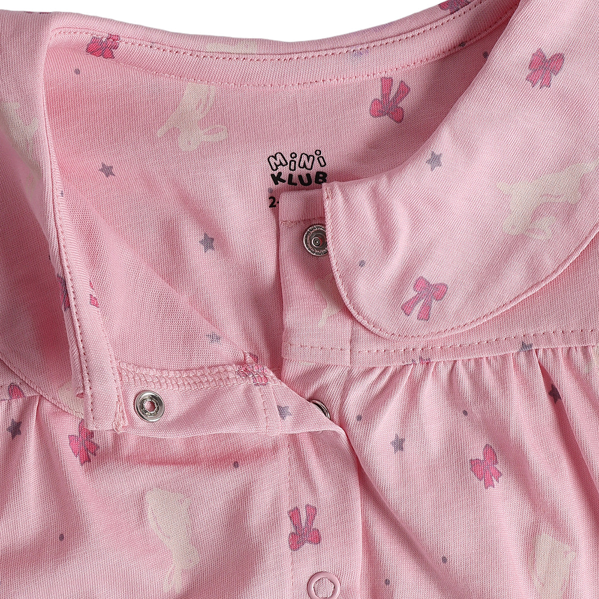 Baby Girls Pink Knit Night Suit Regular Fit Sleepwear