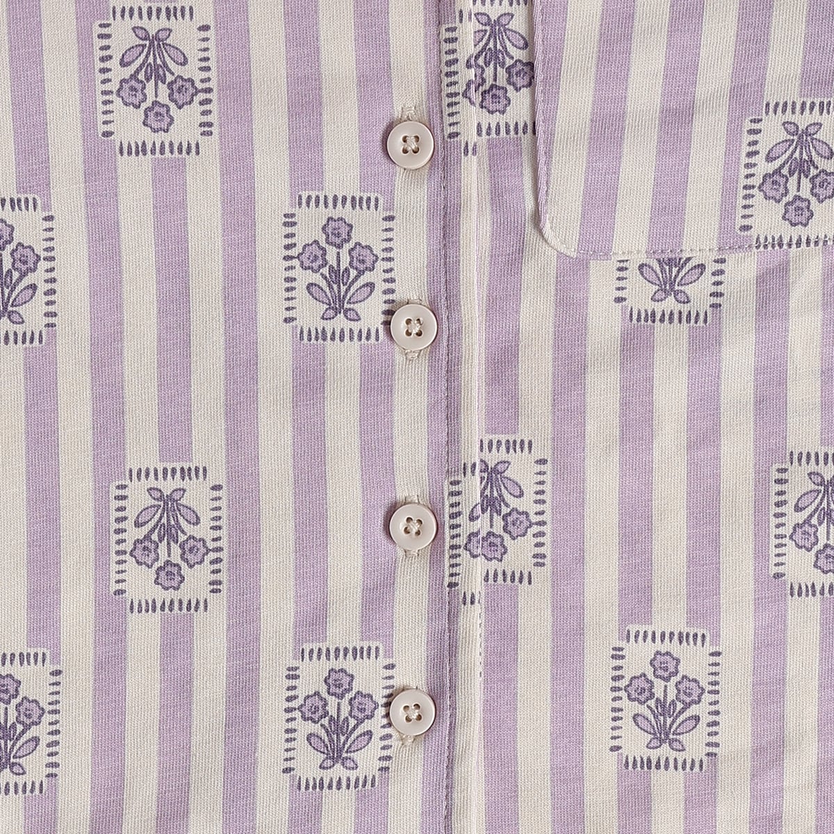 Baby Girls Purple Cotton Floral Sleepwear Set Regular Fit