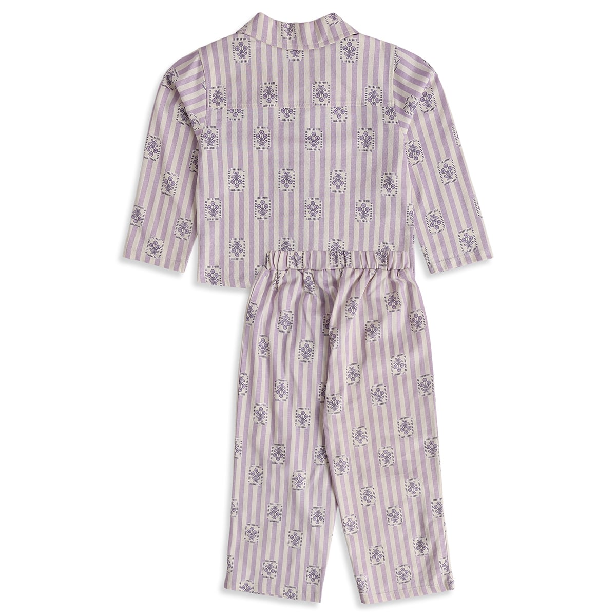 Baby Girls Purple Cotton Floral Sleepwear Set Regular Fit