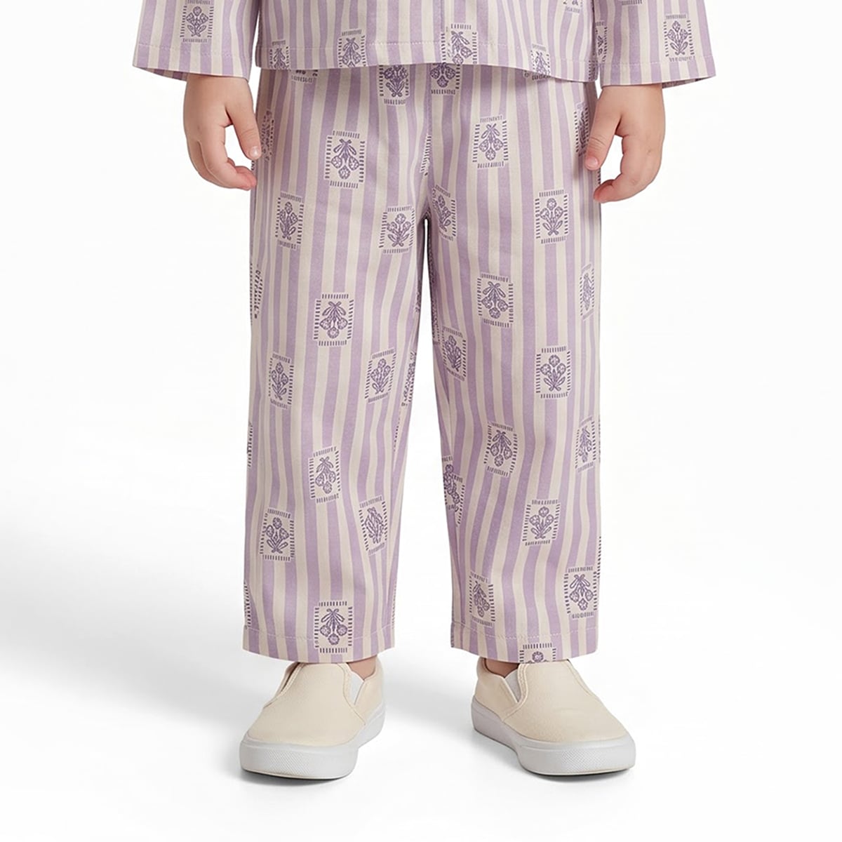 Baby Girls Purple Cotton Floral Sleepwear Set Regular Fit