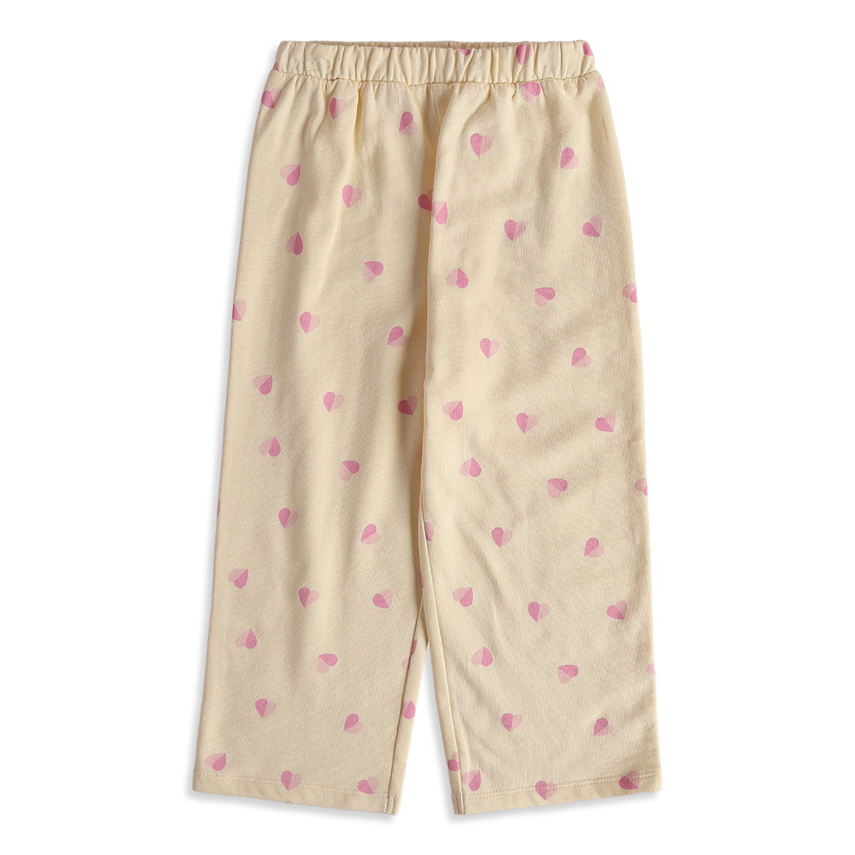 Baby Girls Cream Cotton Heart Print Sleepwear Set Regular Fit