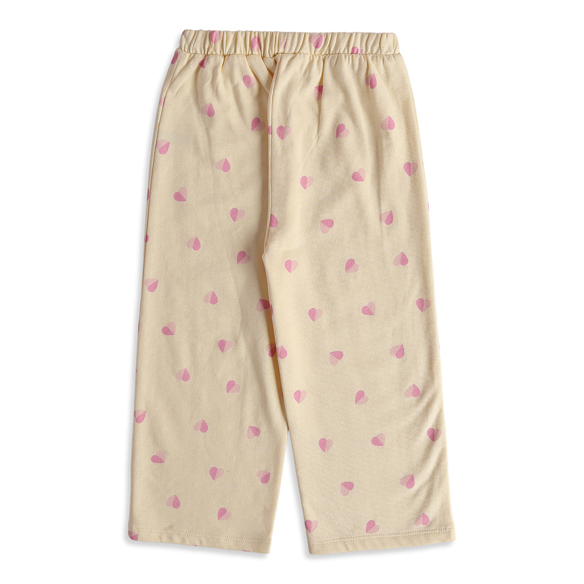 Baby Girls Cream Cotton Heart Print Sleepwear Set Regular Fit