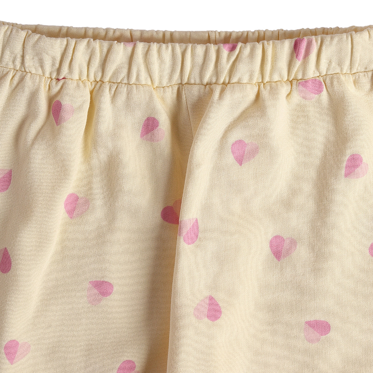 Baby Girls Cream Cotton Heart Print Sleepwear Set Regular Fit