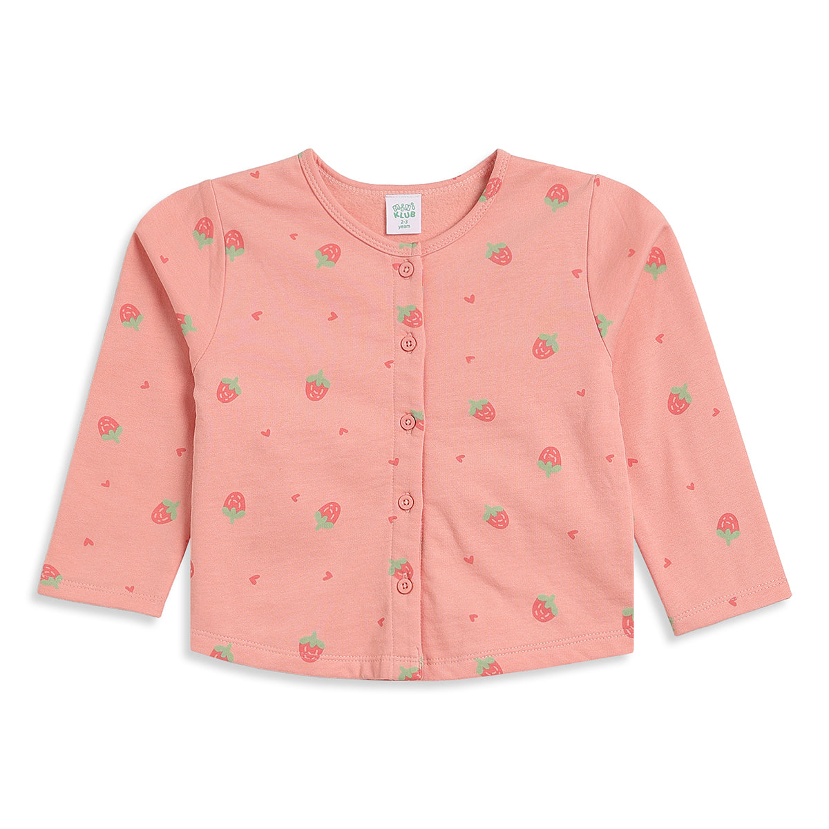 Girls Coral Pink Cotton Printed Sleepwear Set Regular Fit