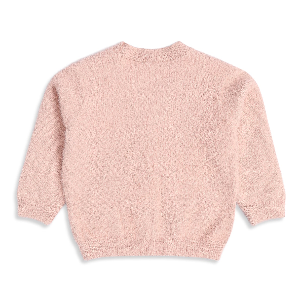 Baby Girls Pink Knitted Floral Embroidered Cardigan Regular Fit Winter Wear
