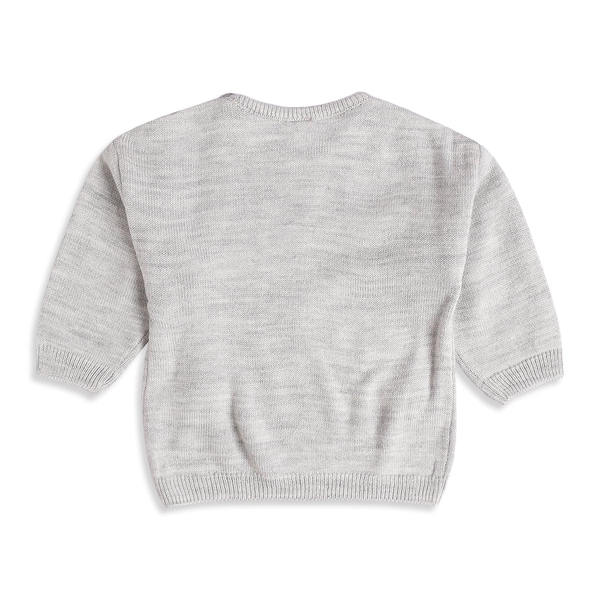 Baby Girls Grey Cotton Blend Bow Detailed Knit Sweater Pack of 1 Regular Fit Casual Wear