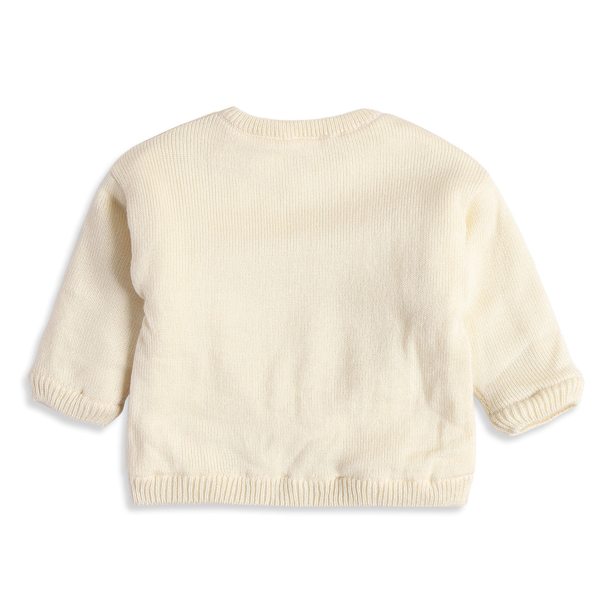 Baby Girls Cream Floral Knit Sweater Regular Fit.