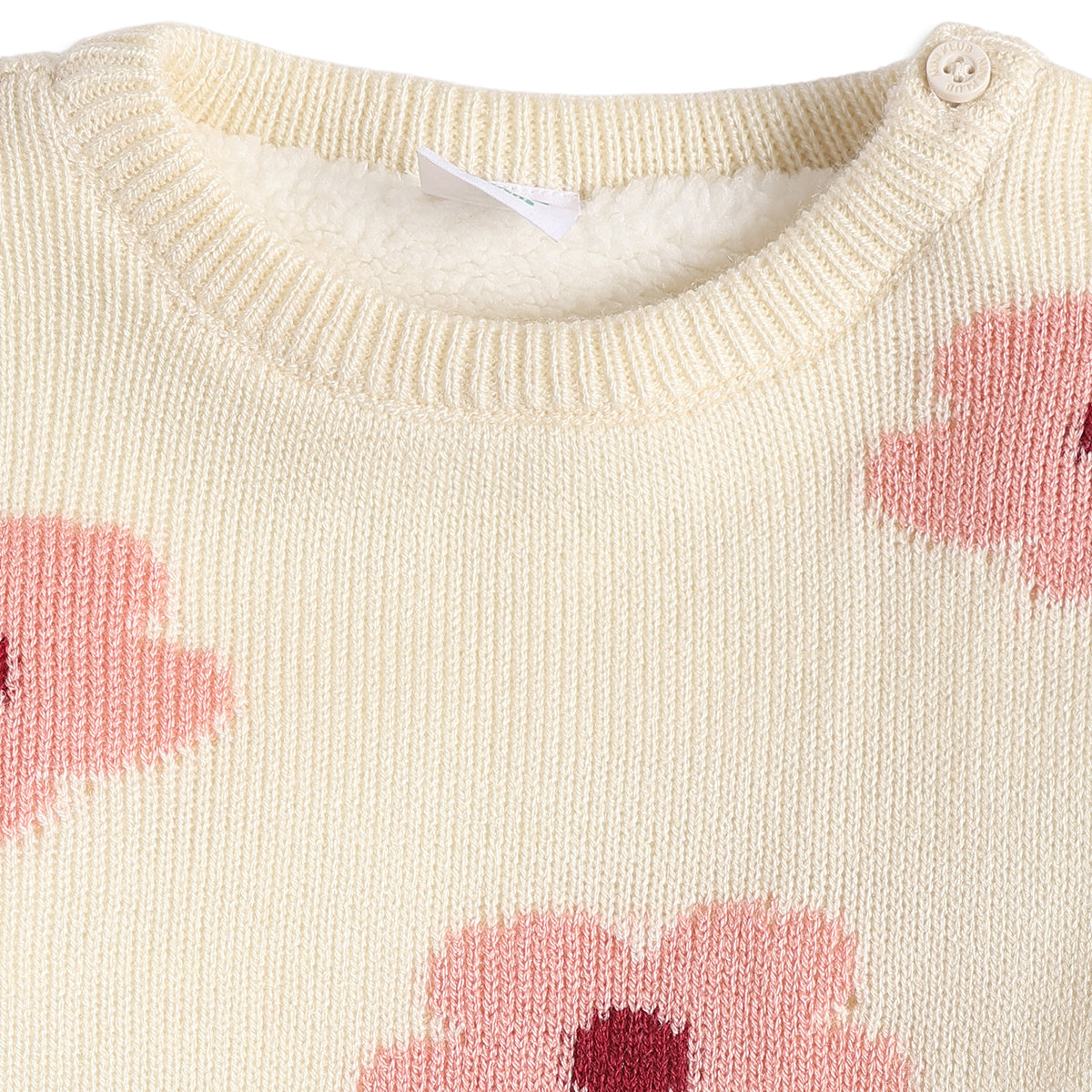 Baby Girls Cream Floral Knit Sweater Regular Fit.