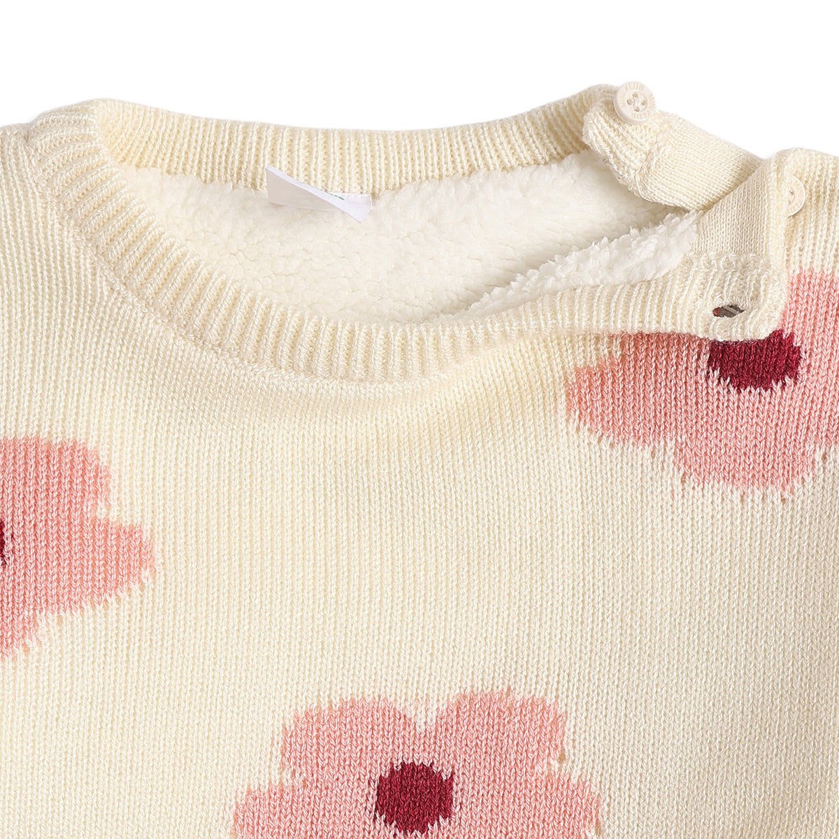 Baby Girls Cream Floral Knit Sweater Regular Fit.