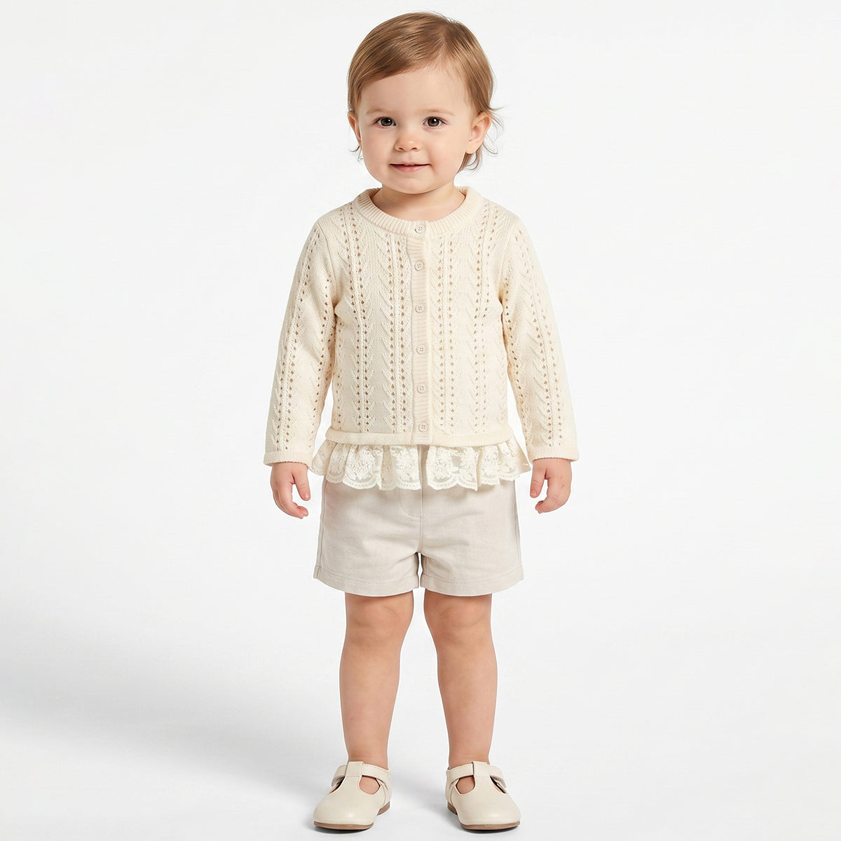 Baby Girls Cream Knit Sweater Regular Fit