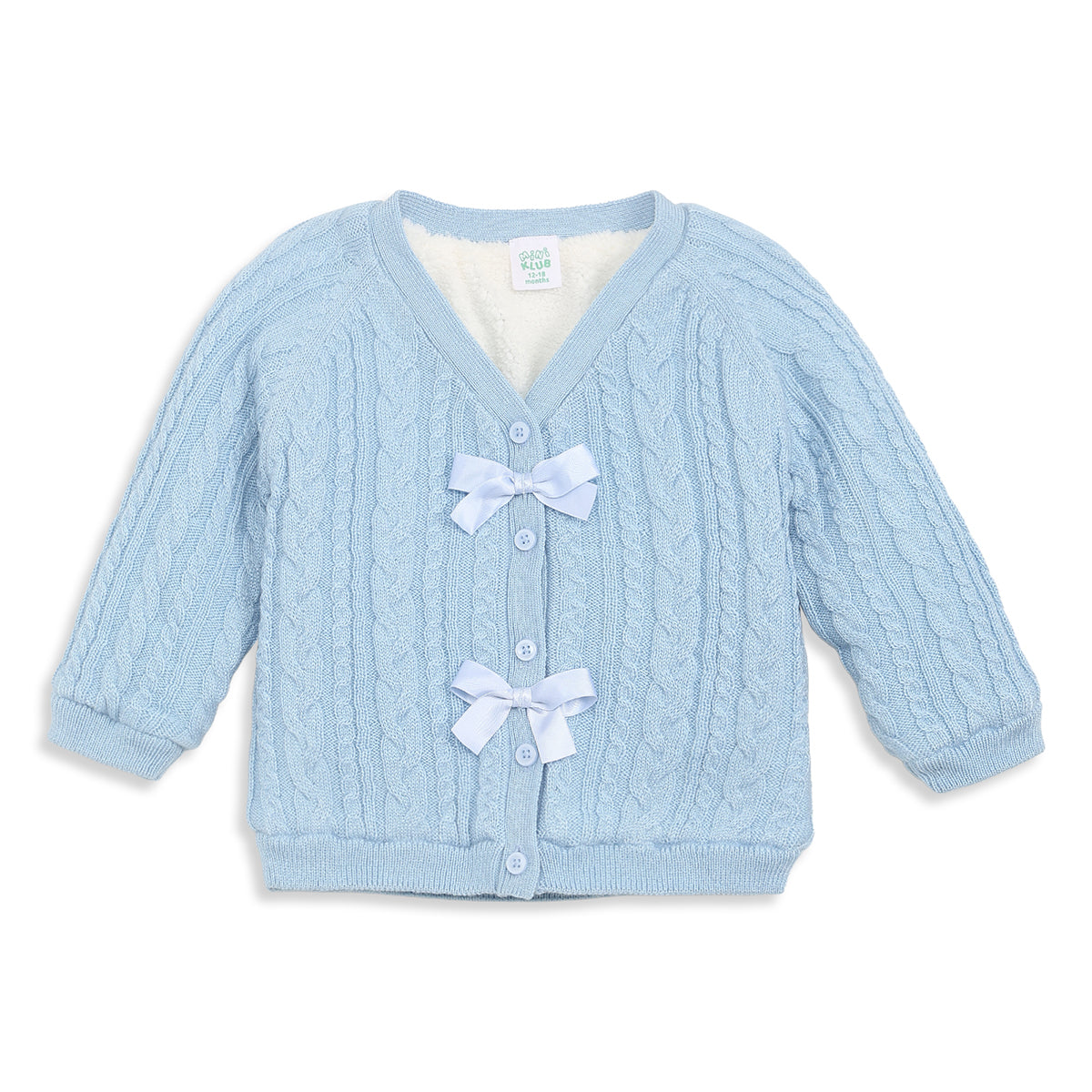 Baby Girls Sky Blue Cable Knit Sweater Regular Fit