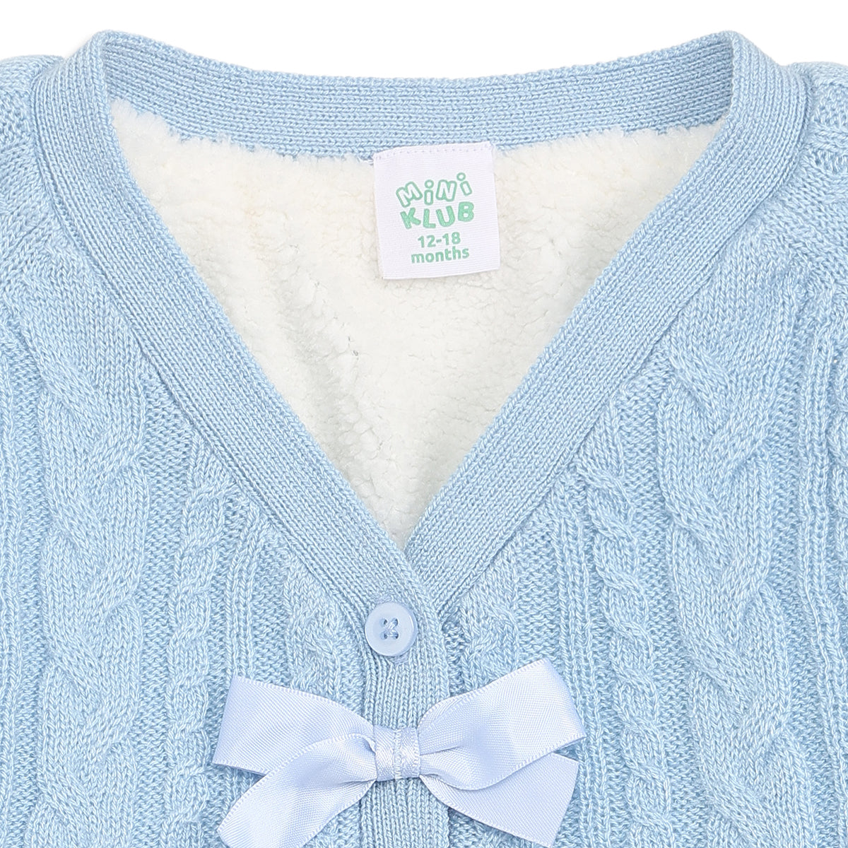 Baby Girls Sky Blue Cable Knit Sweater Regular Fit