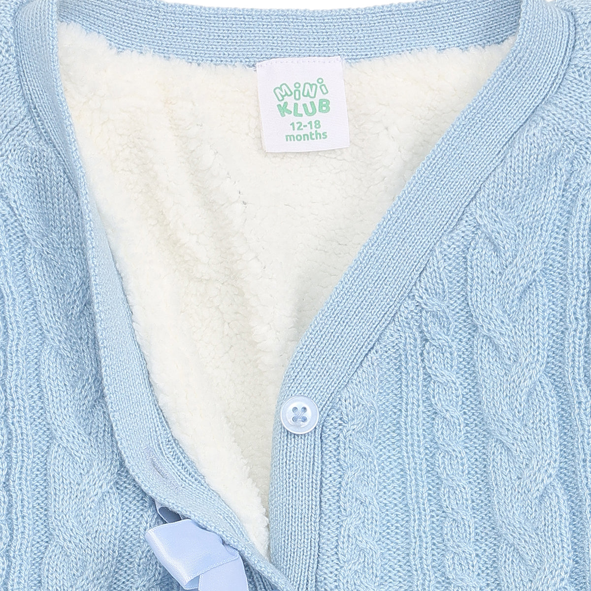 Baby Girls Sky Blue Cable Knit Sweater Regular Fit