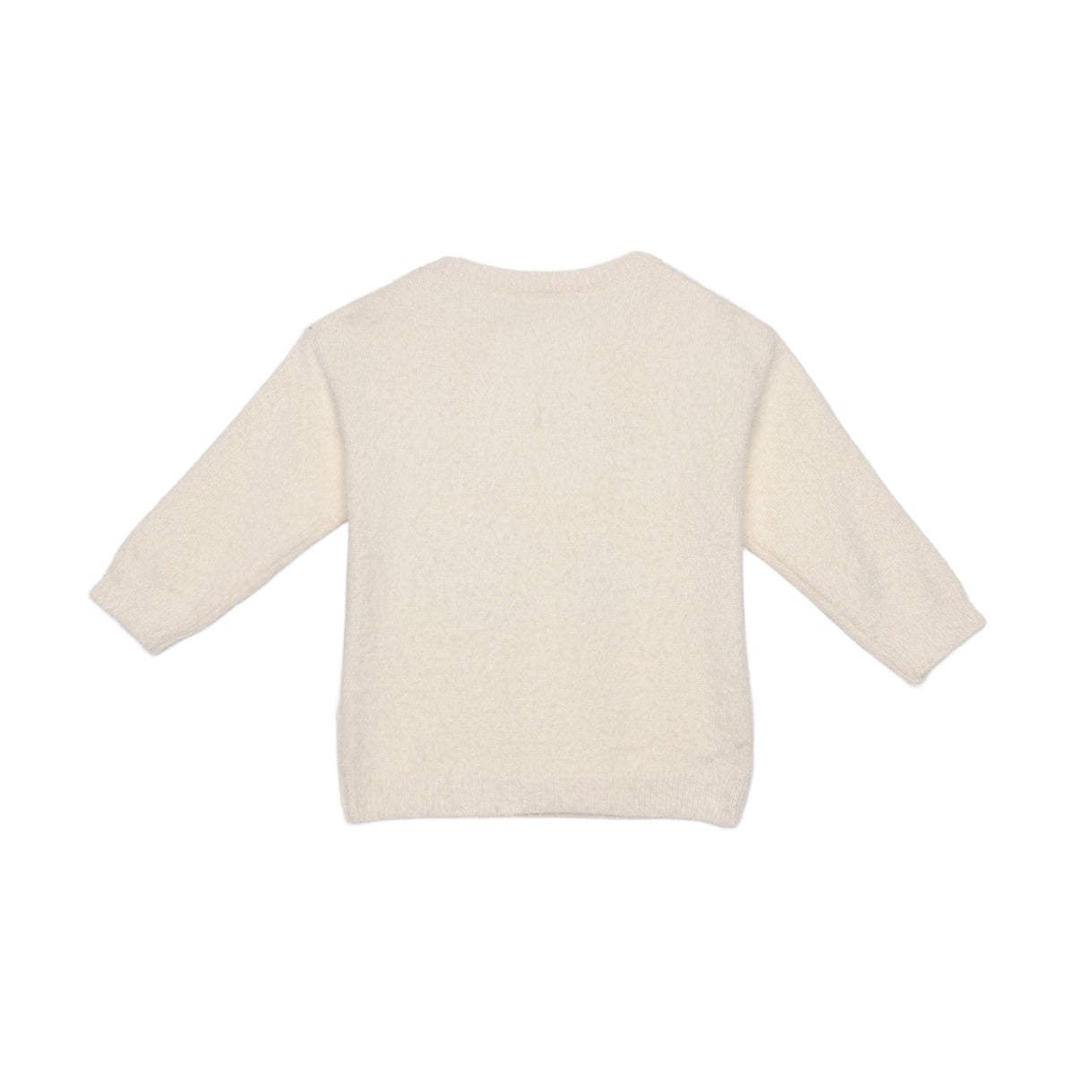 Baby Girls Cream Dog And Flower Applique Knitted Sweater Regular Fit Casual Wear