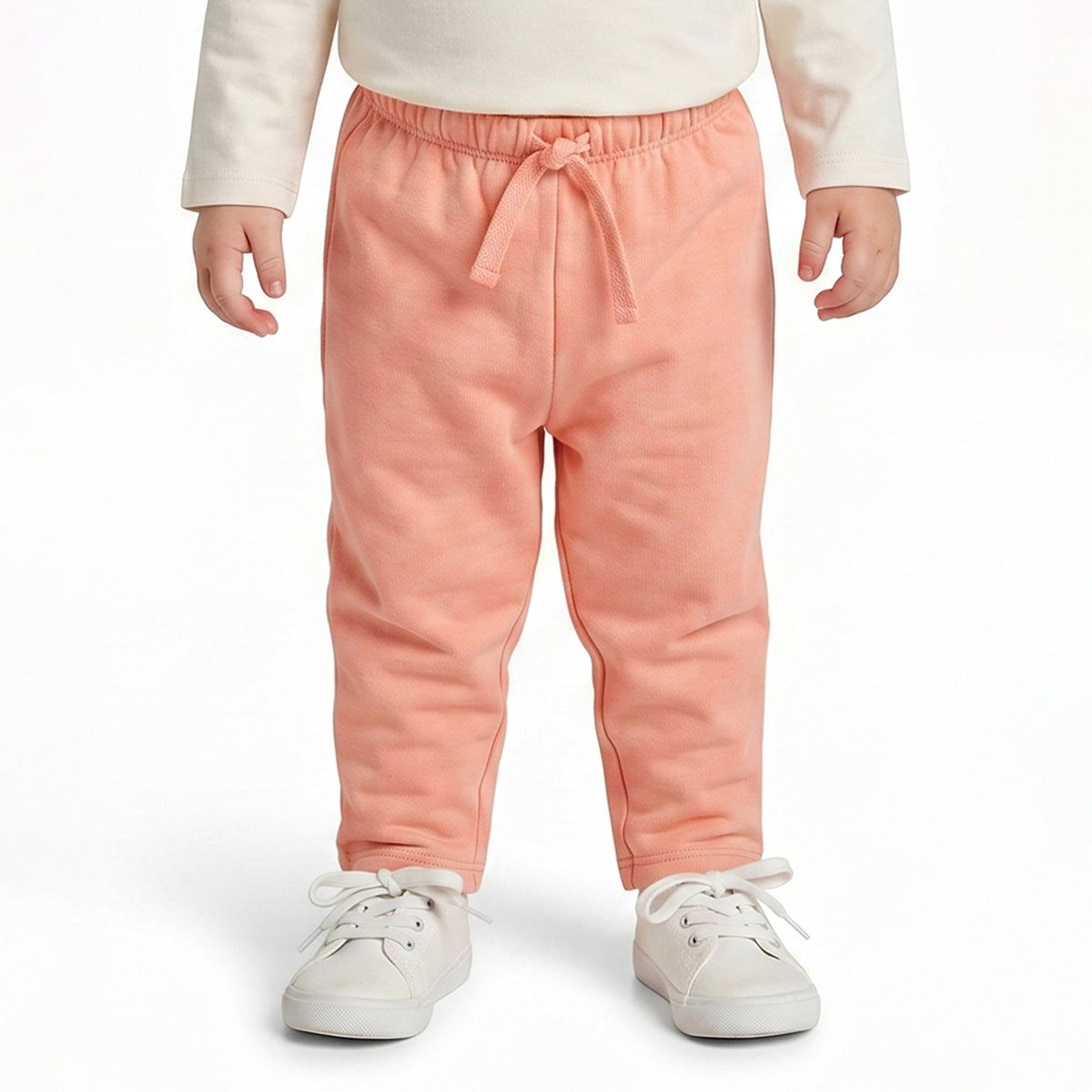Baby Girls Cream Printed T-Shirt with Peach Pants Casual Co-ord Set