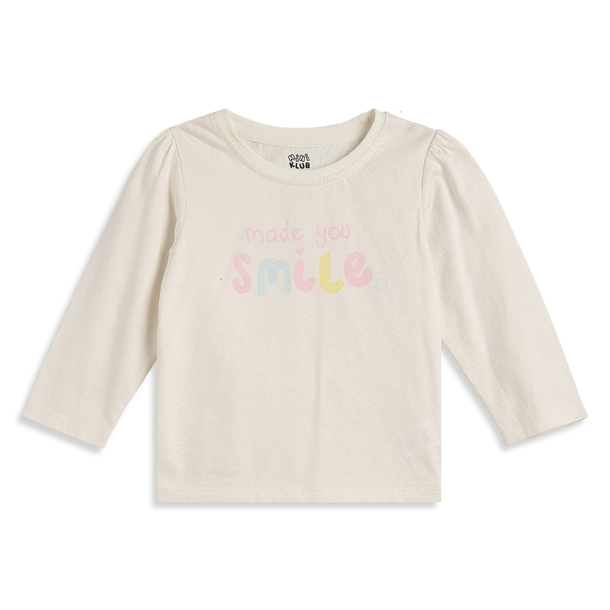 Baby Girls Cream Printed T-Shirt with Peach Pants Casual Co-ord Set
