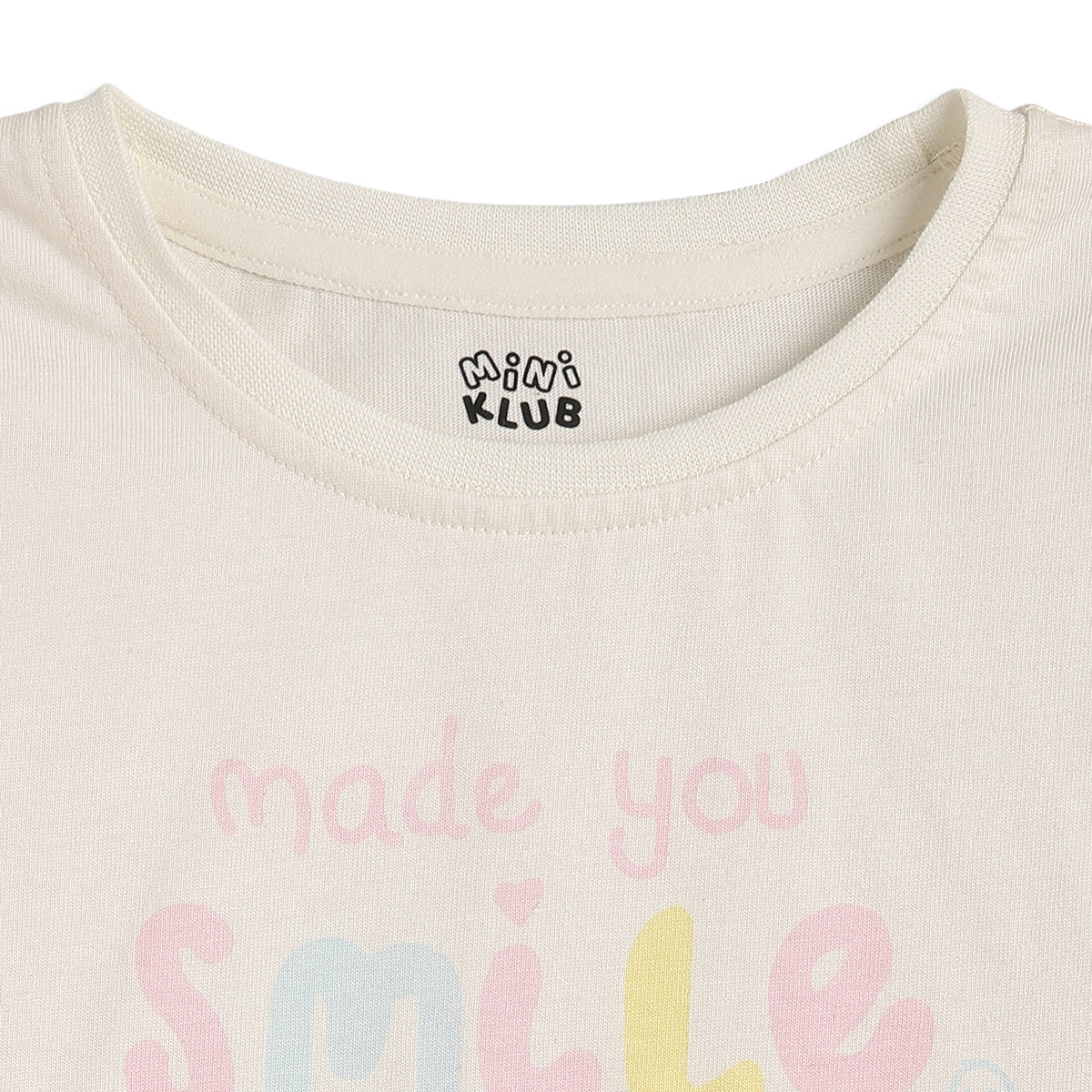 Baby Girls Cream Printed T-Shirt with Peach Pants Casual Co-ord Set