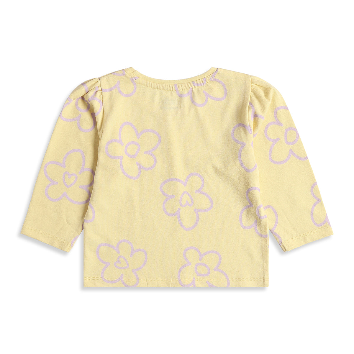 Baby Girls Yellow Floral Print T-Shirt with Lavender Pants Casual Co-ord Set
