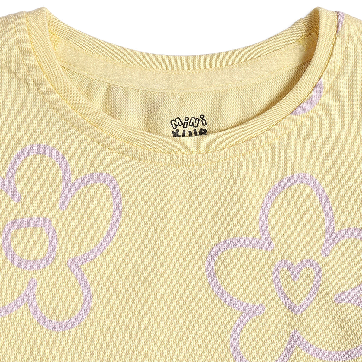 Baby Girls Yellow Floral Print T-Shirt with Lavender Pants Casual Co-ord Set