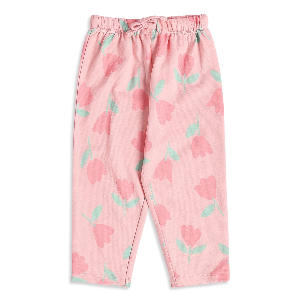 Baby Girls Pink Cotton Floral Printed Top And Bottom Set Regular Fit Casual Wear