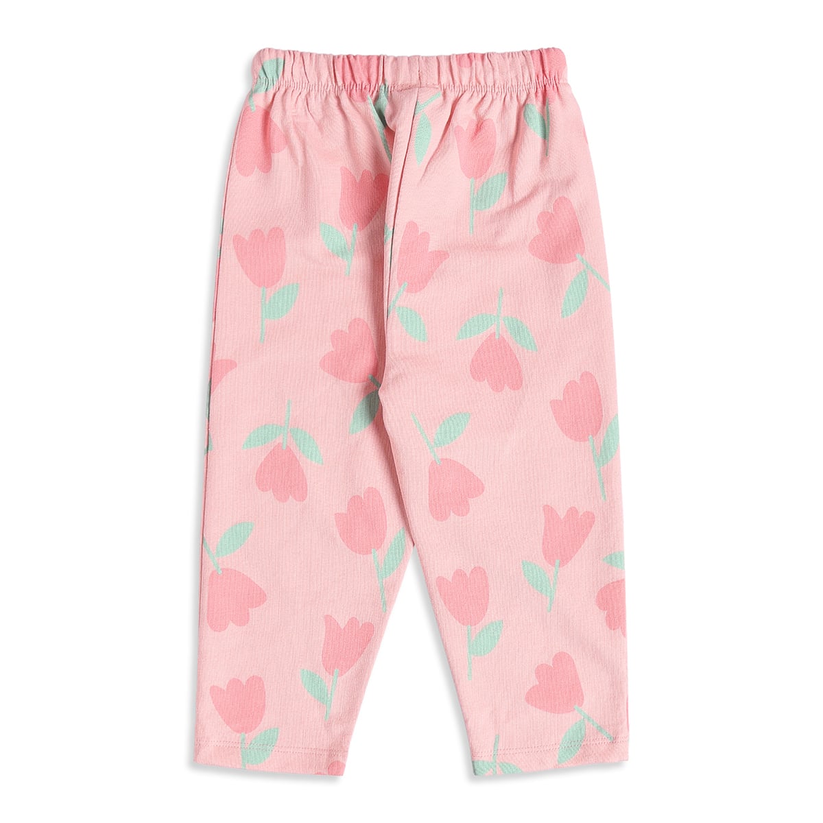 Baby Girls Pink Cotton Floral Printed Top And Bottom Set Regular Fit Casual Wear