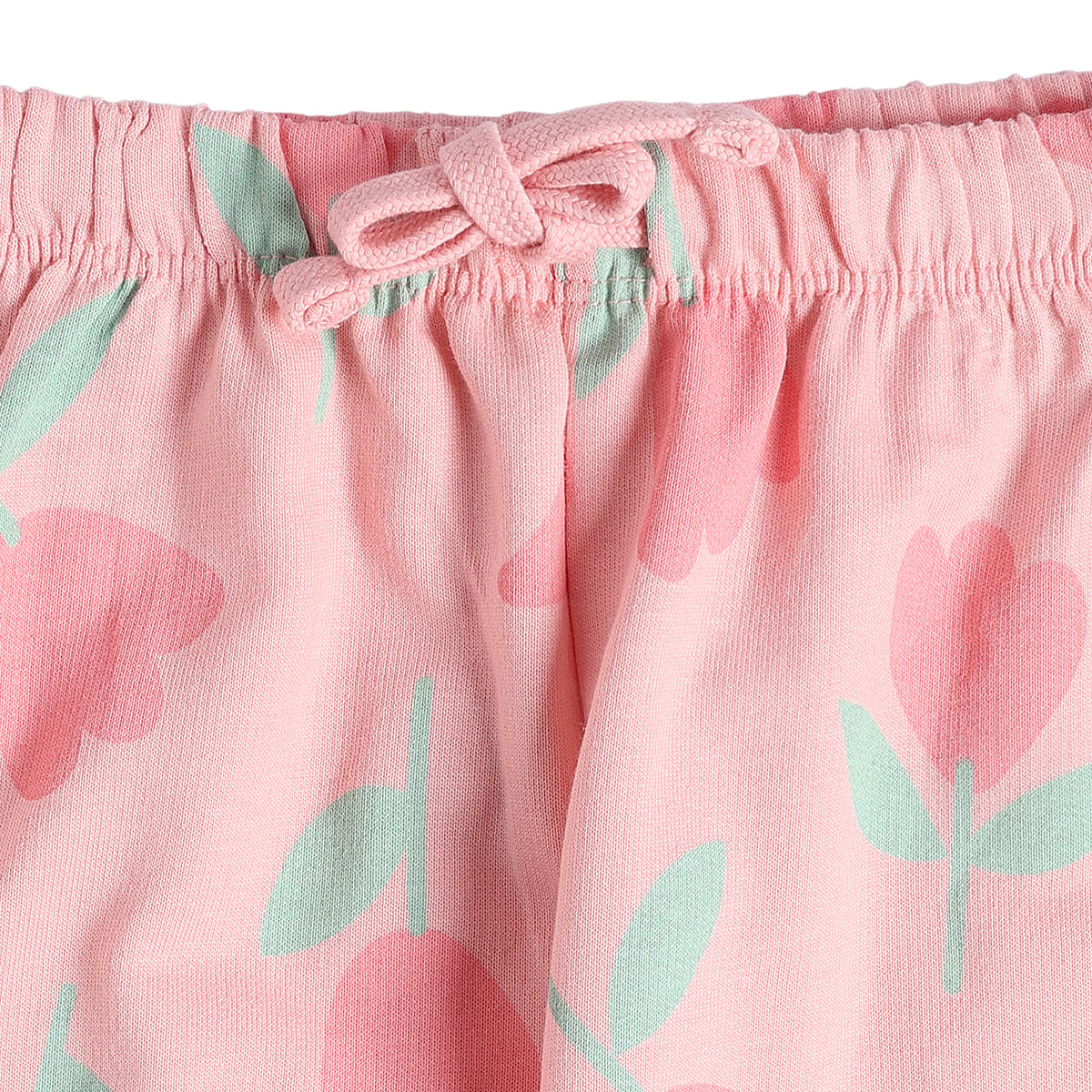 Baby Girls Pink Cotton Floral Printed Top And Bottom Set Regular Fit Casual Wear