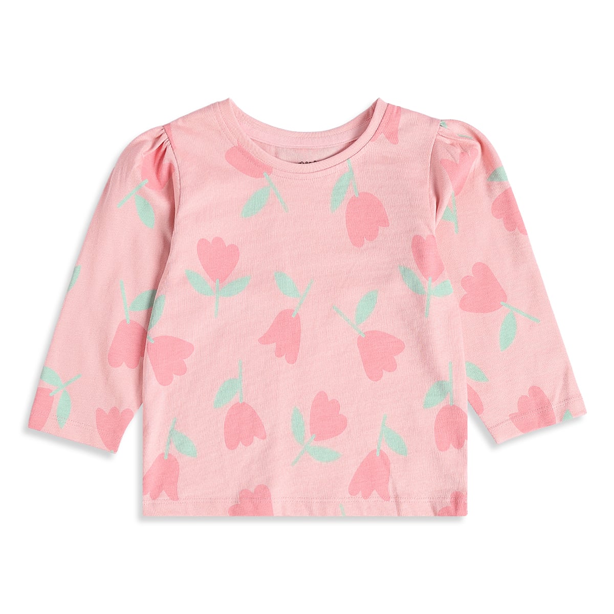 Baby Girls Pink Cotton Floral Printed Top And Bottom Set Regular Fit Casual Wear