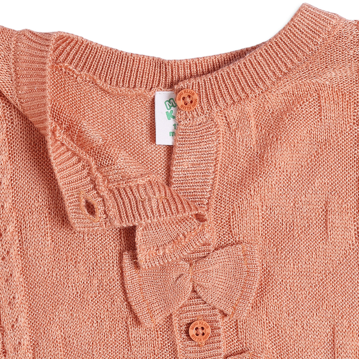 Baby Girls Peach Knit Top with Bottom Regular Fit Winter Co-ord Set