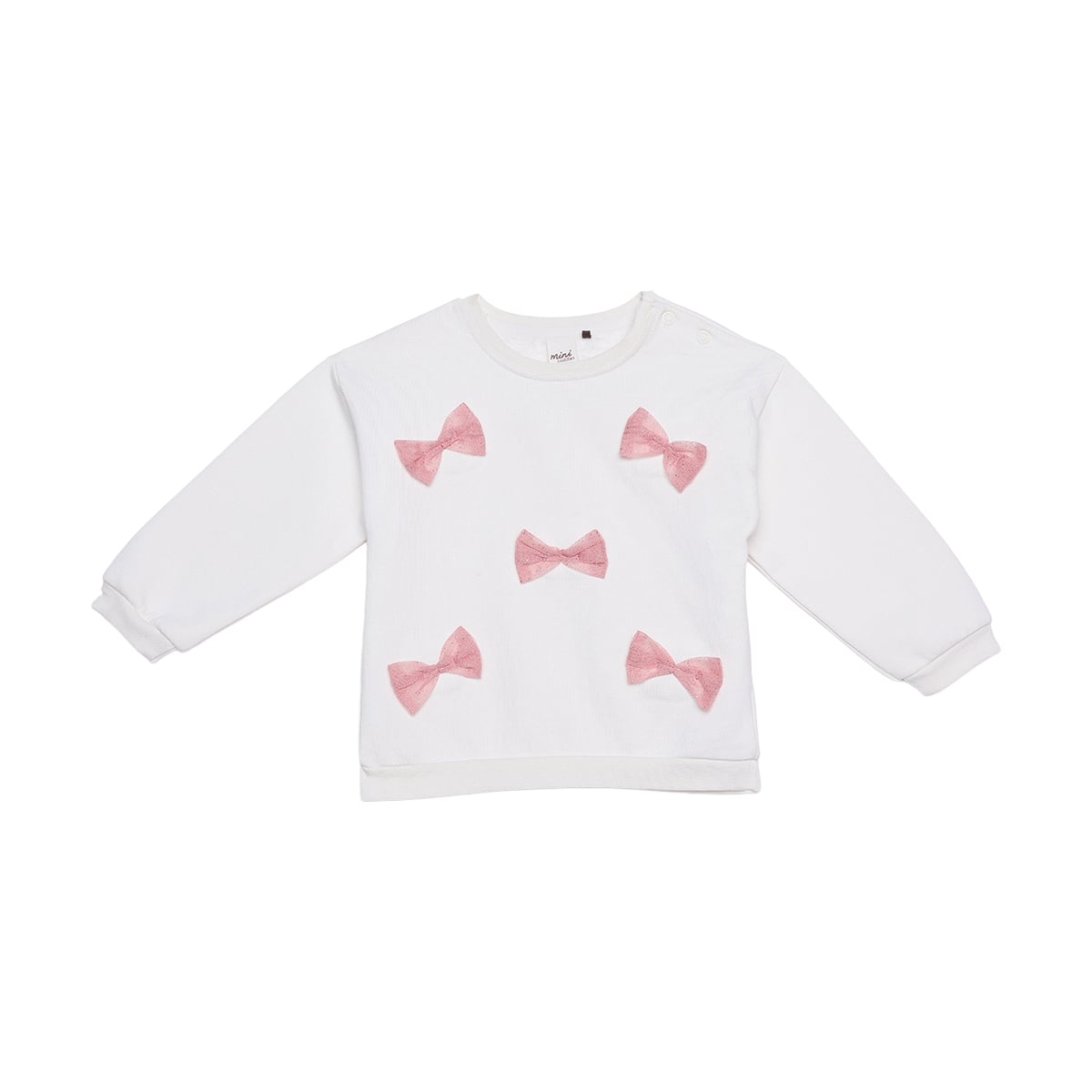 Baby Girls White And Pink Cotton Bow Applique Top And Bottom Set Regular Fit Casual Wear