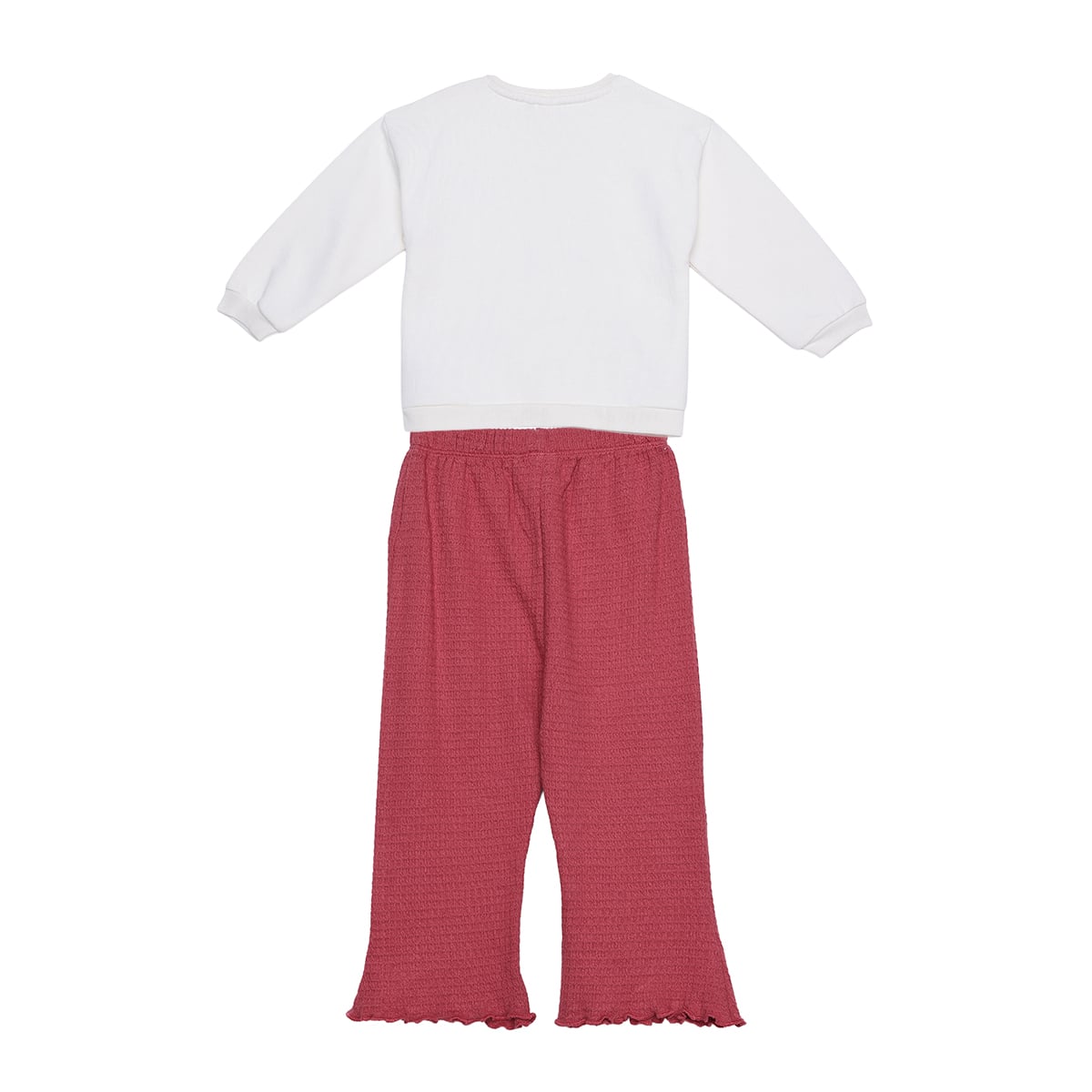 Baby Girls White And Pink Cotton Bow Applique Top And Bottom Set Regular Fit Casual Wear