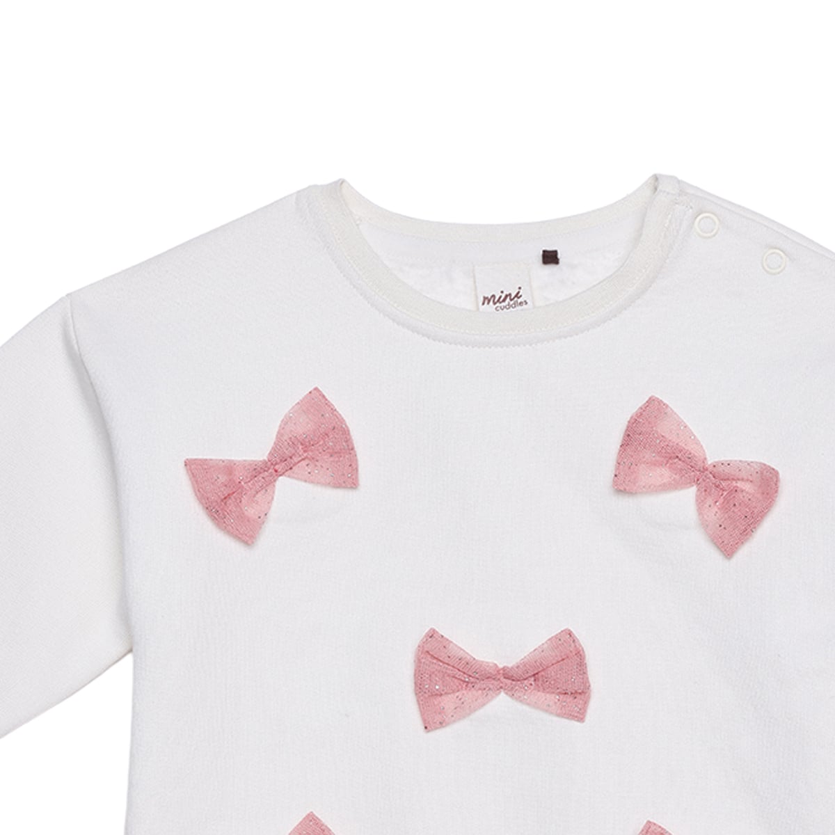 Baby Girls White And Pink Cotton Bow Applique Top And Bottom Set Regular Fit Casual Wear