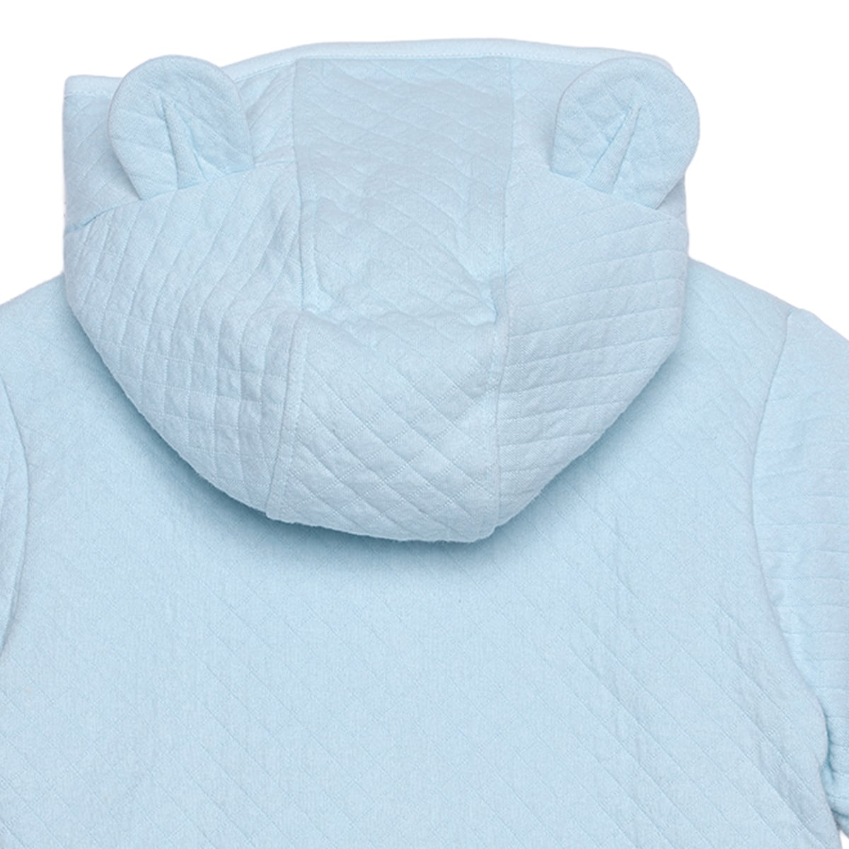 Baby Girls Light Blue Cotton Blend Flower Embroidered Hooded Top And Bottom Set Regular Fit Casual Wear