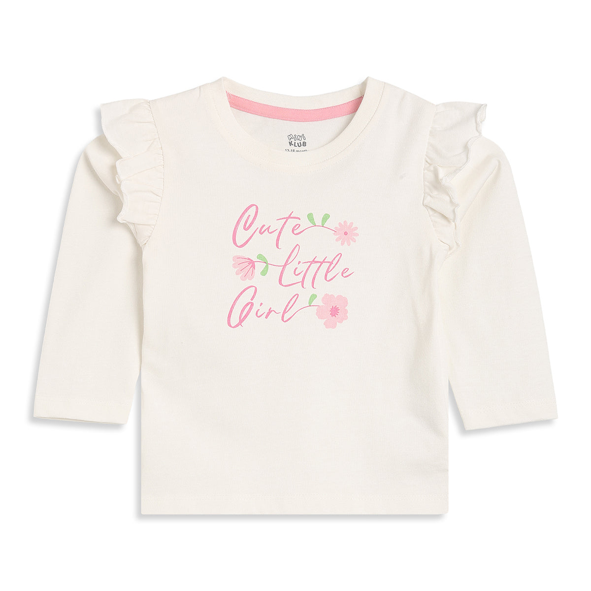 Baby Girls Cream and Pink Top and Pants Set Regular Fit Casual Wear