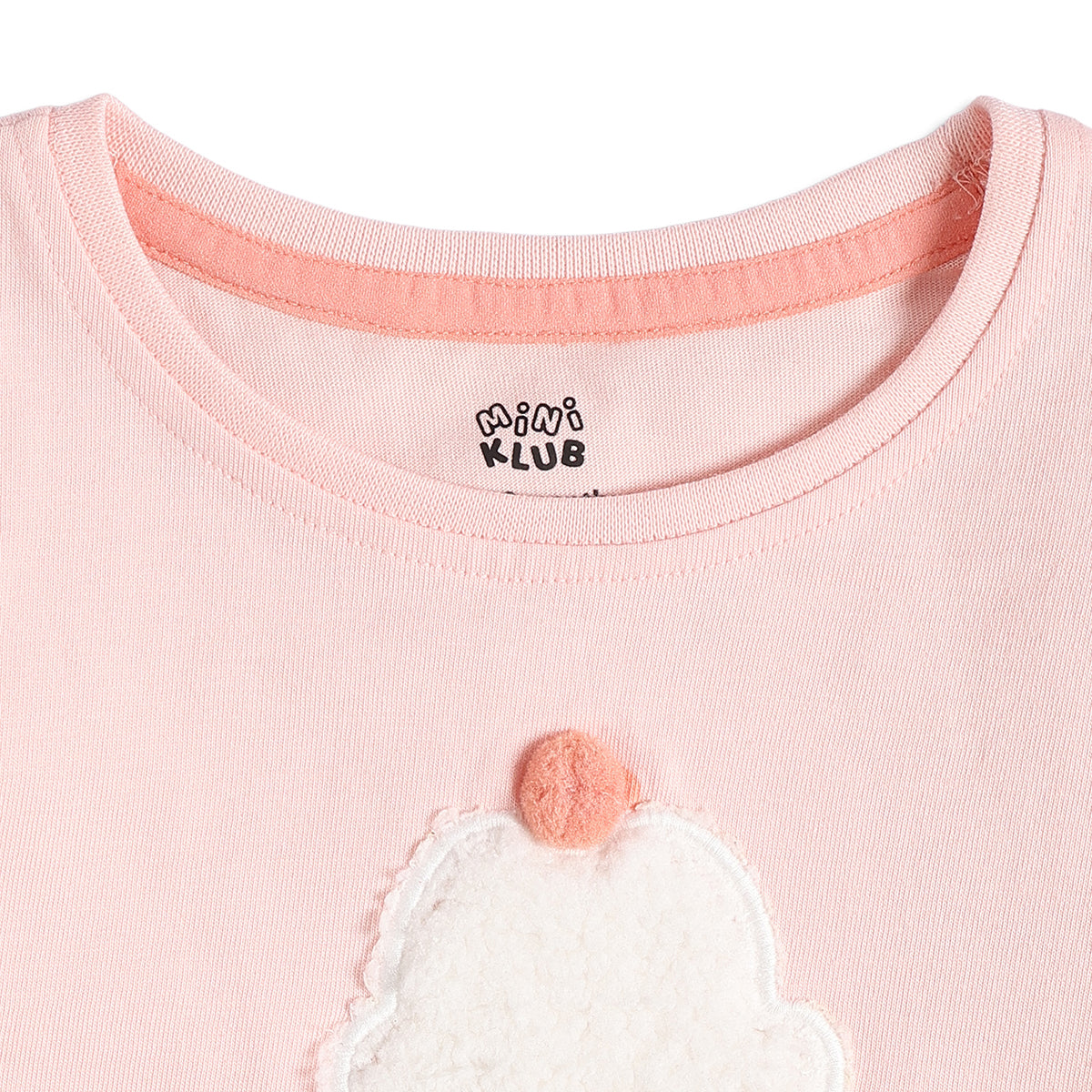 Baby Girls Peach Applique Top with Light Blue Denim Regular Fit Casual Co-ord Set