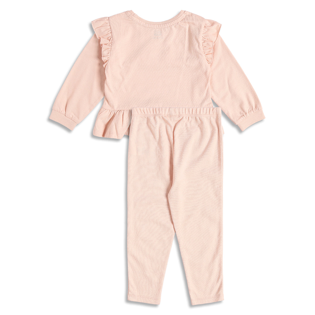 Baby Girls Peach Character Applique Top with Peach Bottom Regular Fit Casual Co-ord Set