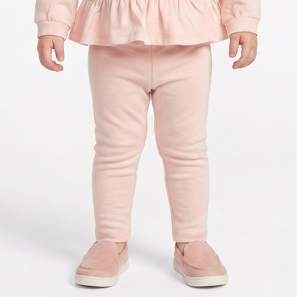 Baby Girls Peach Character Applique Top with Peach Bottom Regular Fit Casual Co-ord Set
