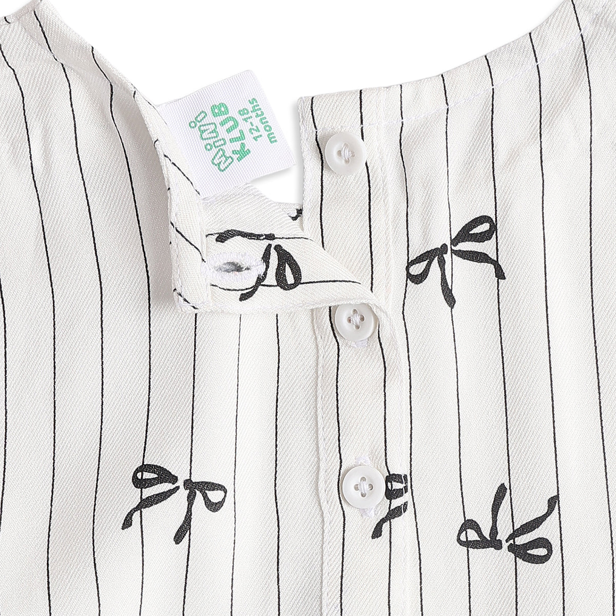 Baby Girls Off White Bow Print Top with Bottom Regular Fit Casual Co-ord Set