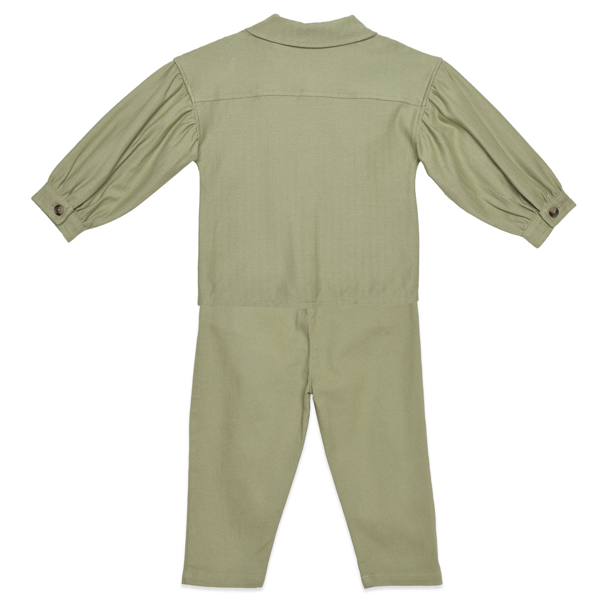 Baby Girls Sage Green Cotton Shirt and Pant Set Regular Fit Casual Wear