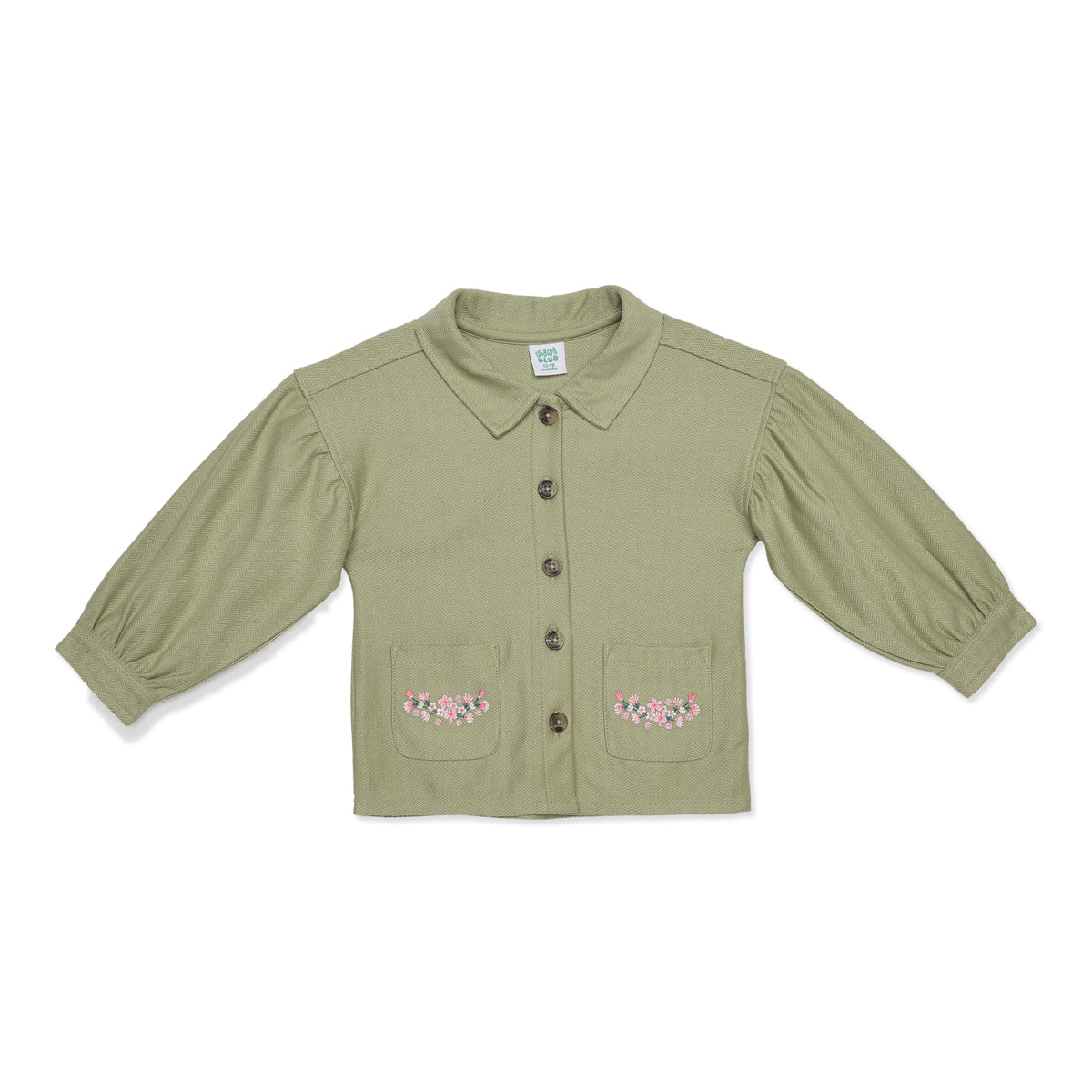 Baby Girls Sage Green Cotton Shirt and Pant Set Regular Fit Casual Wear