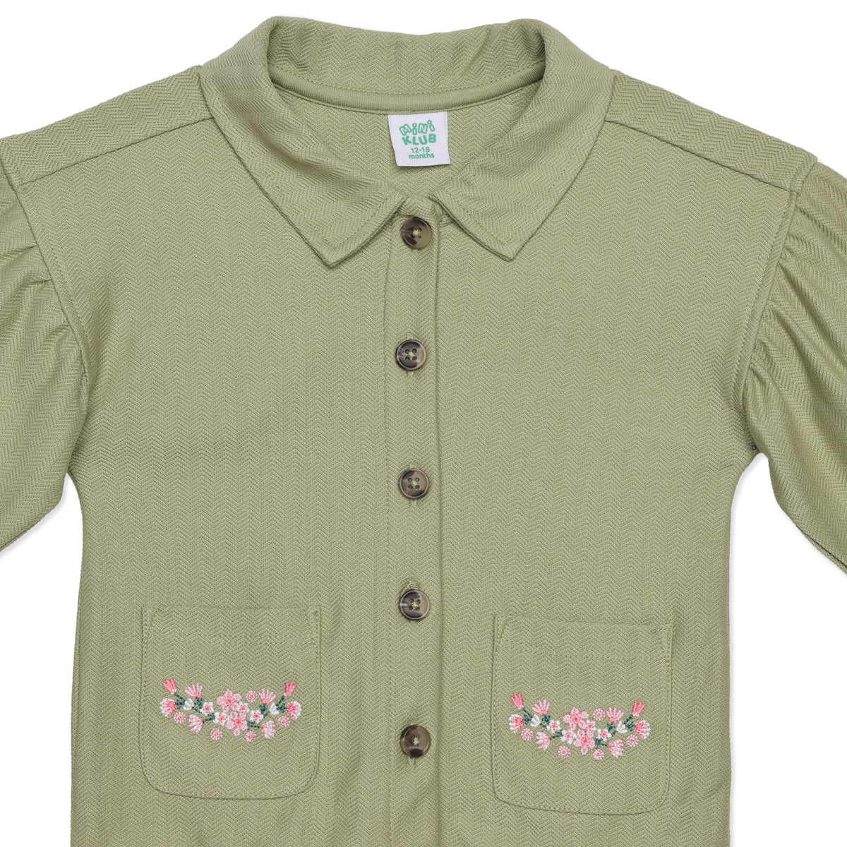 Baby Girls Sage Green Cotton Shirt and Pant Set Regular Fit Casual Wear