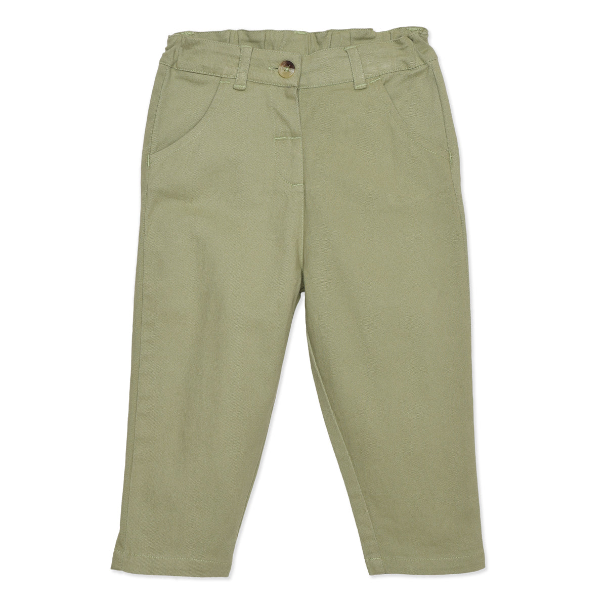 Baby Girls Sage Green Cotton Shirt and Pant Set Regular Fit Casual Wear