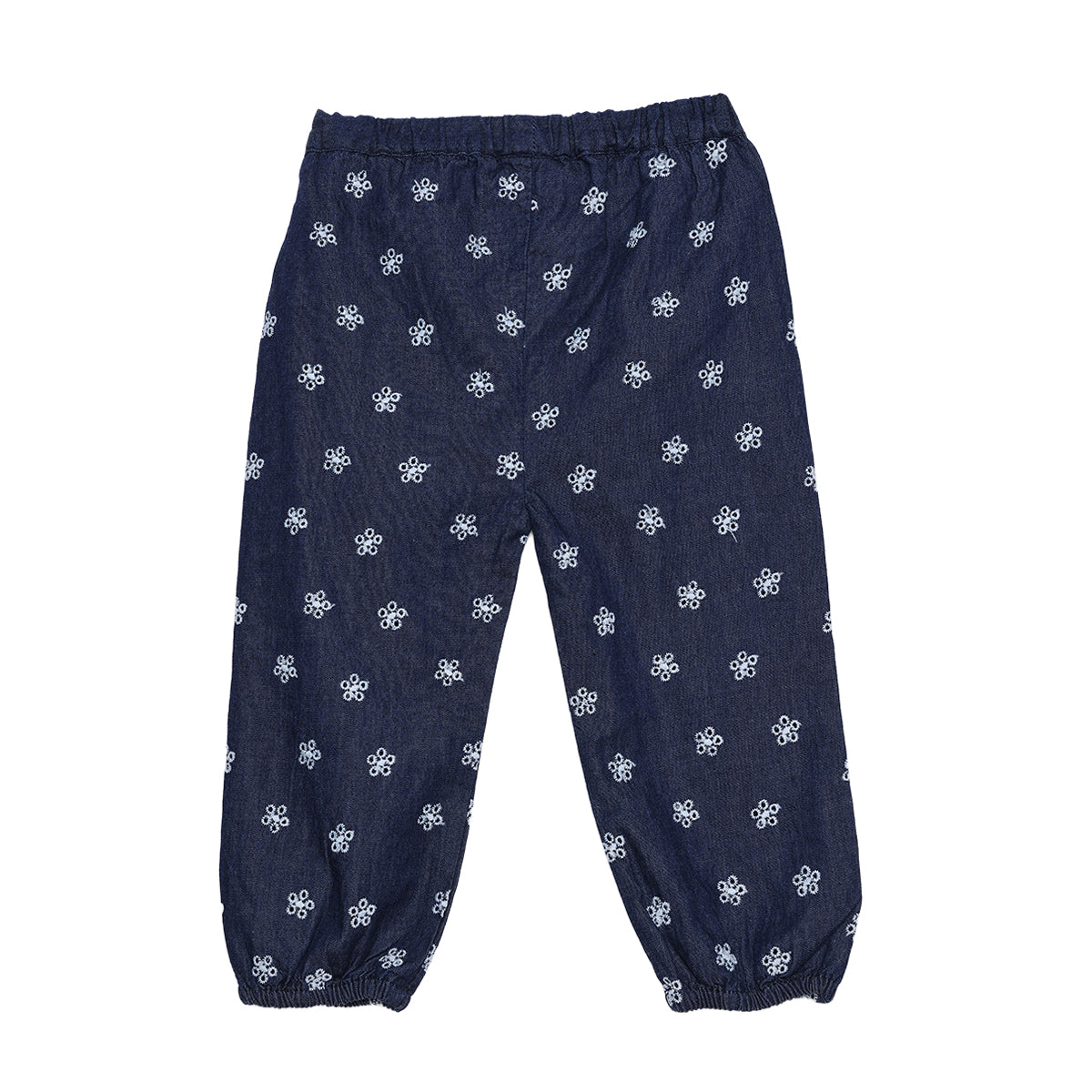 Baby Girls Navy Blue Cotton Blend Floral Print Top And Bottom Set Regular Fit Casual Wear