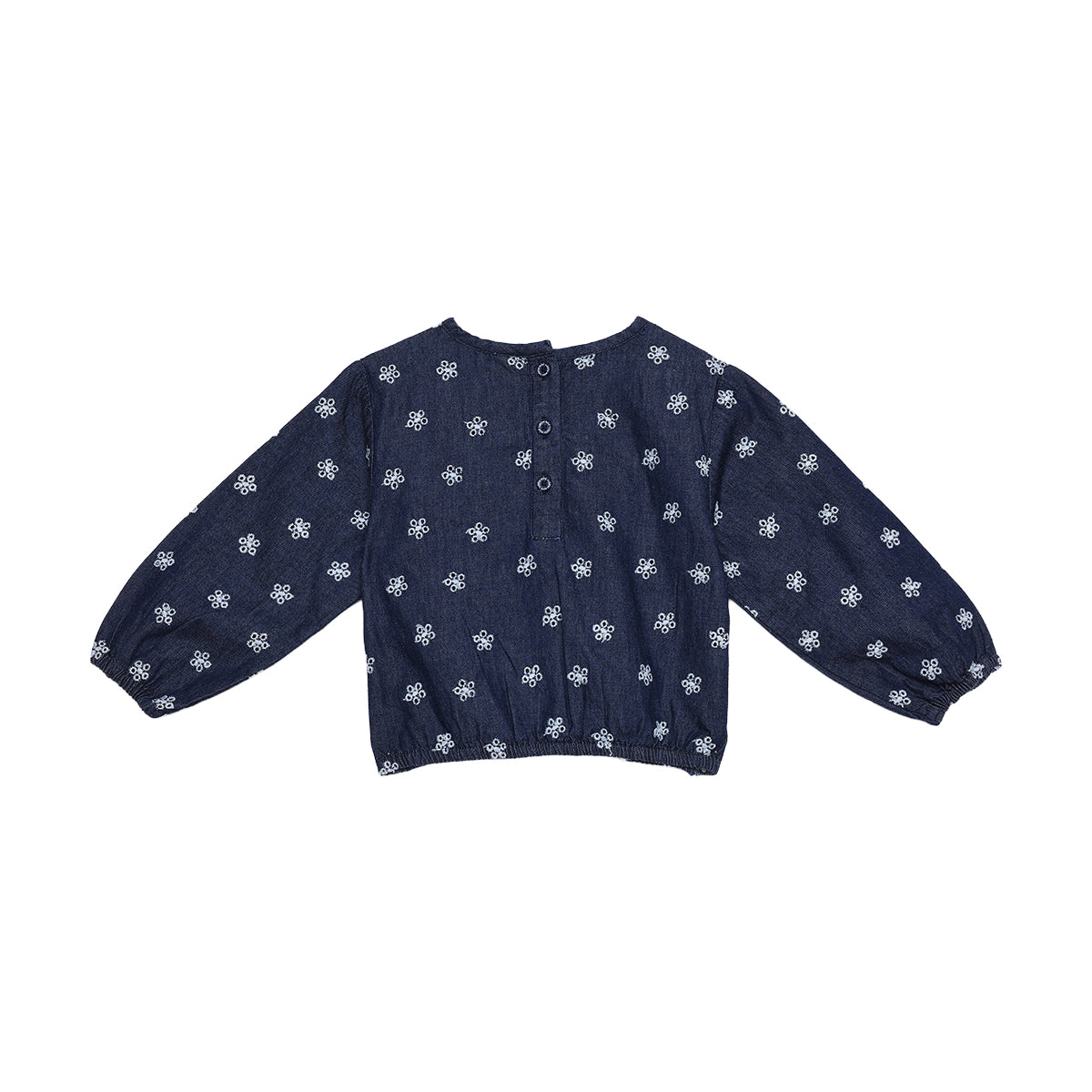 Baby Girls Navy Blue Cotton Blend Floral Print Top And Bottom Set Regular Fit Casual Wear